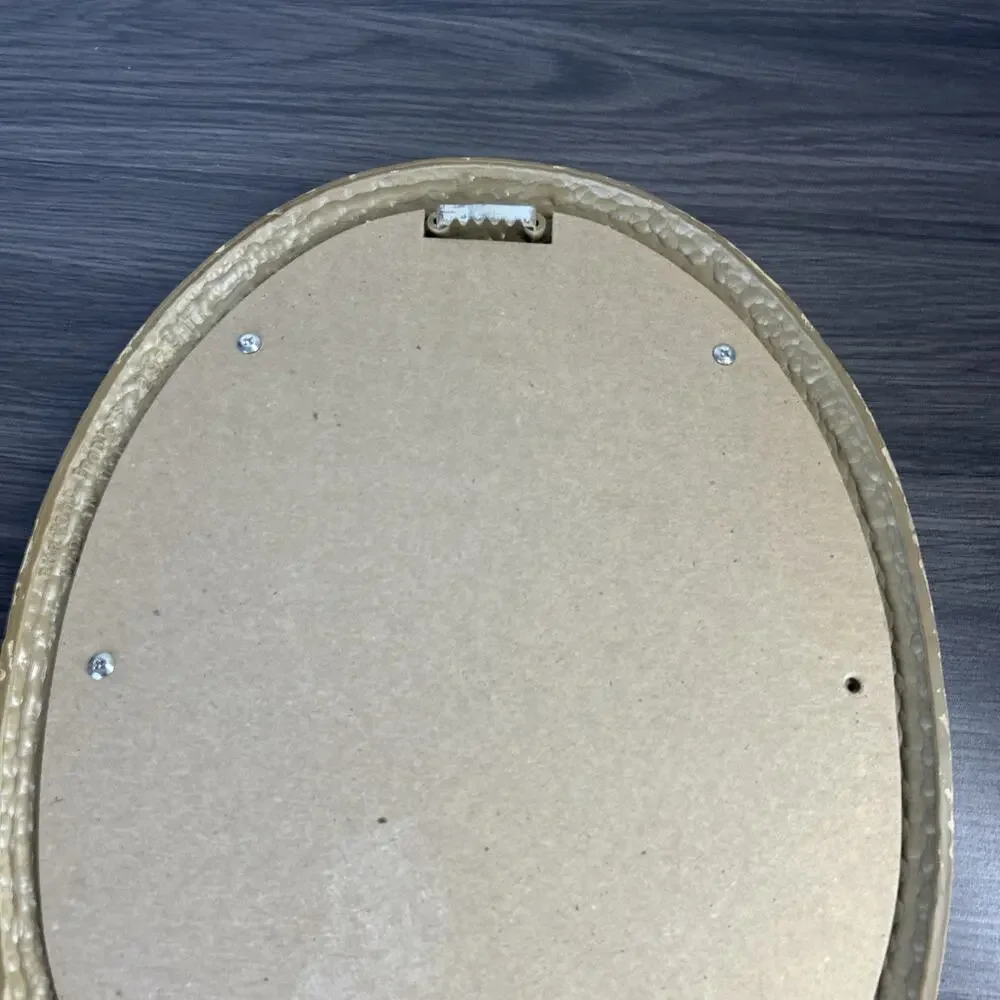 Vintage Burwood Faux Wicker Oval Mirror 2939 Teal Ribbon USA Wall Cottagecore